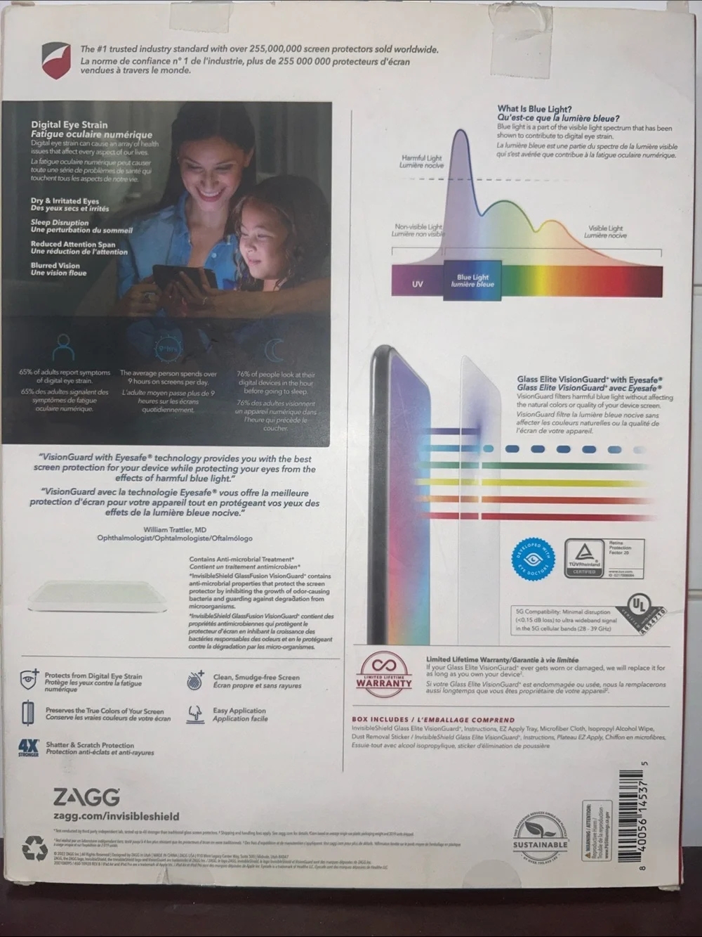 ZAGG InvisibleShield Glass Elite VisionGuard+ Screen Protector - Black Frame